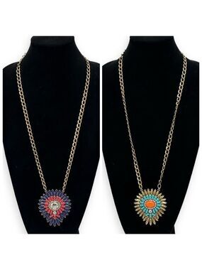 PREMIER DESIGNS | Reversible 2-n-1 Long Gold Colorful Versatile Necklace | NWT